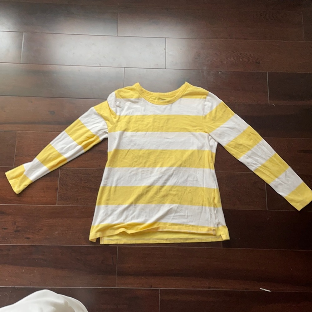 Old Navy  medium sized yellow and white striped shirt